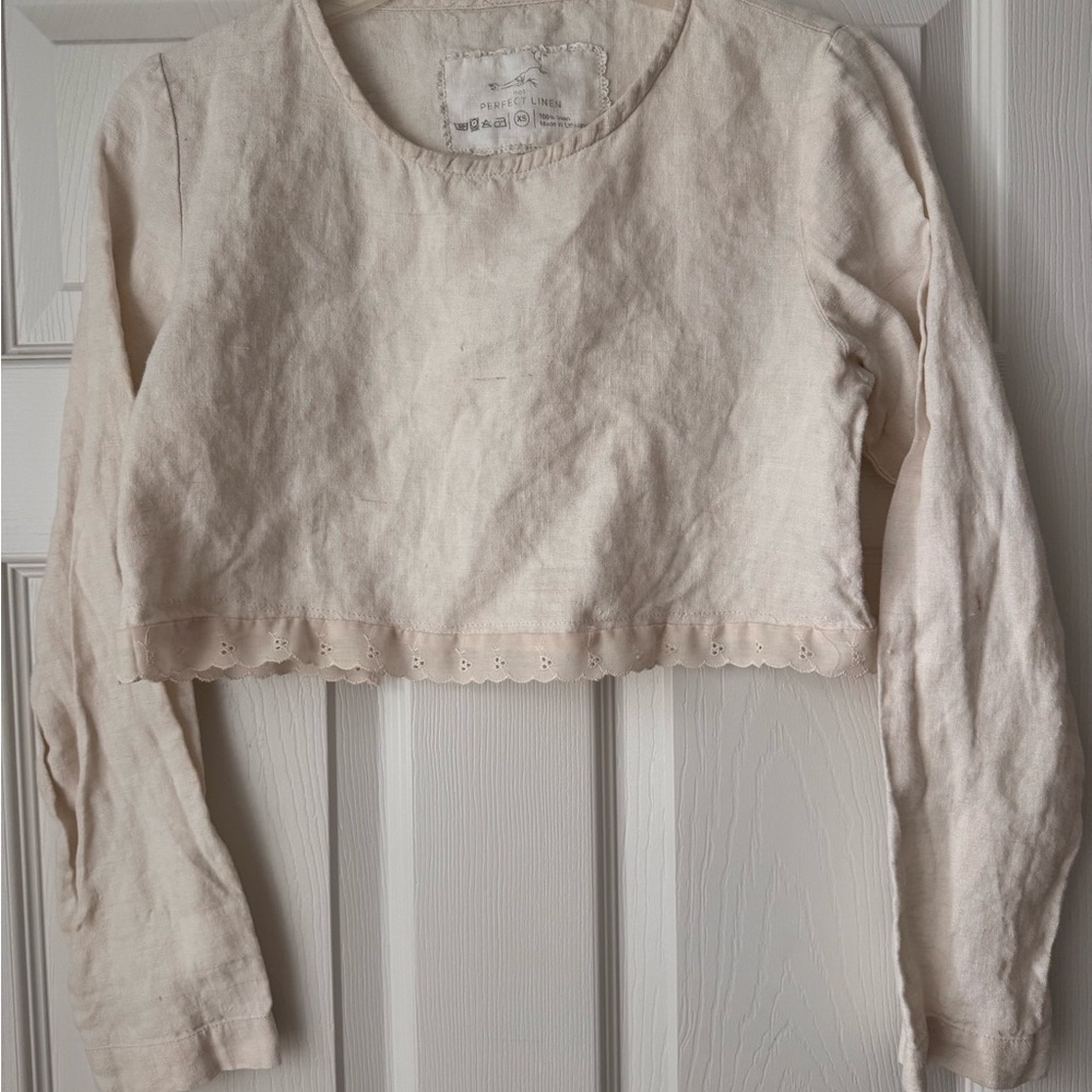 notPERFECTLINEN Cream Crop Top